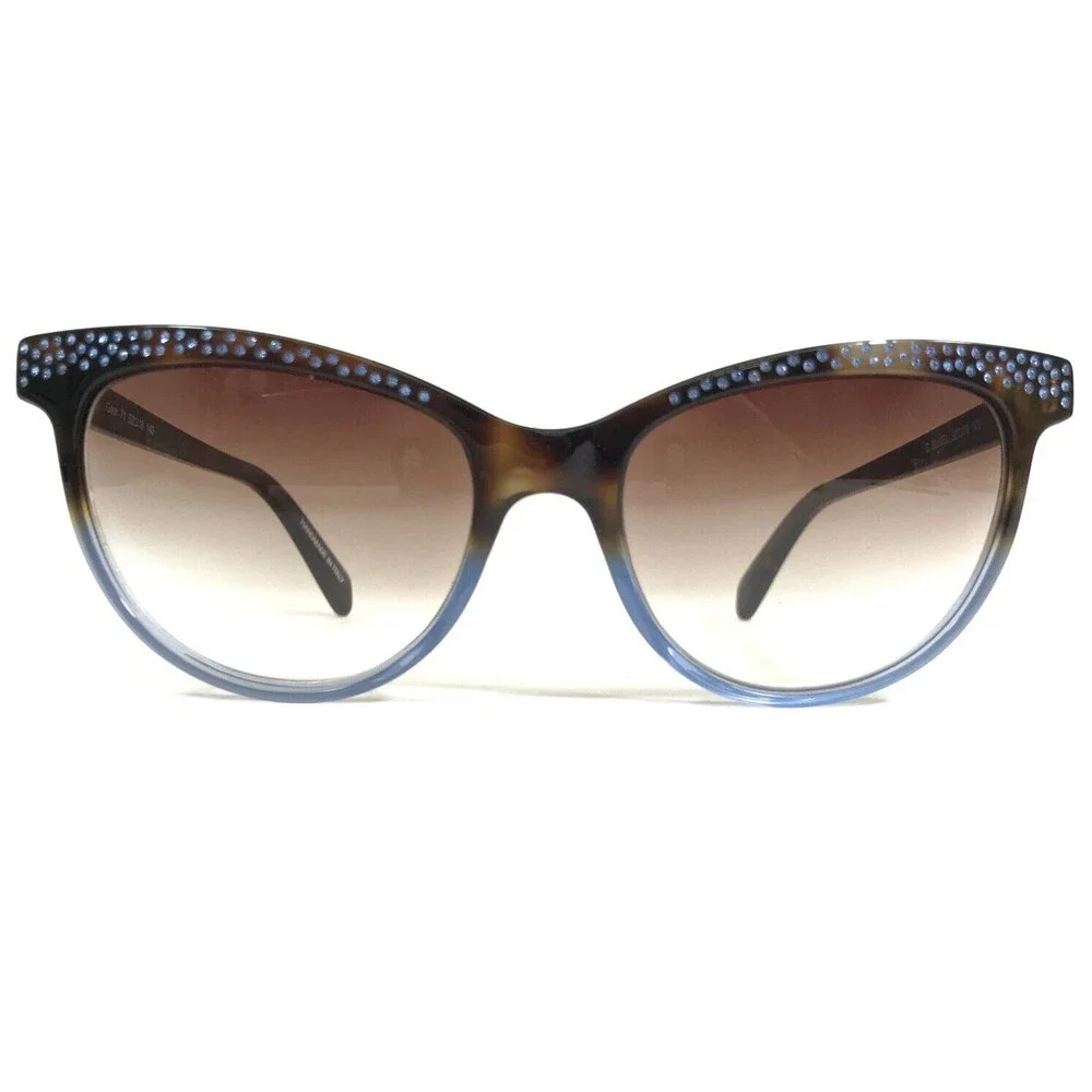 Gem Sunglasses 71 C.BLK/BL Blue Brown Tortoise Crystals Frames with Brown Lenses